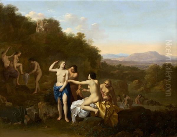 Diane Et Ses Suivantes Au Bain Oil Painting by Cornelis Van Poelenburgh