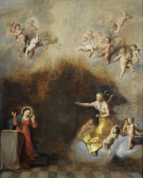 The Annunciation Oil Painting by Cornelis Van Poelenburgh