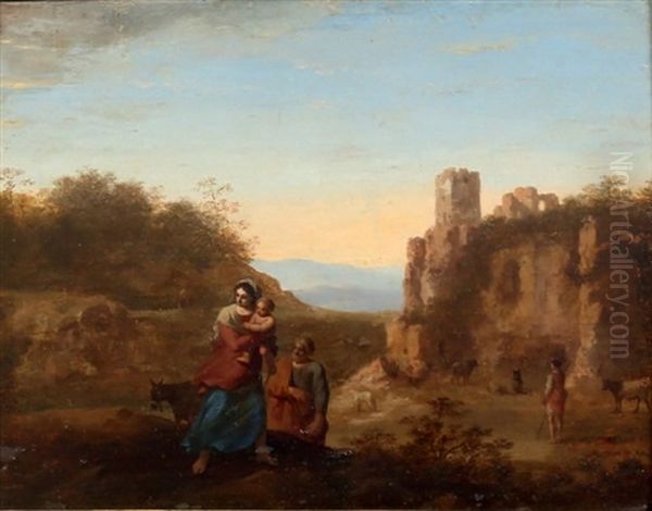 La Fuite En Egypte Oil Painting by Cornelis Van Poelenburgh