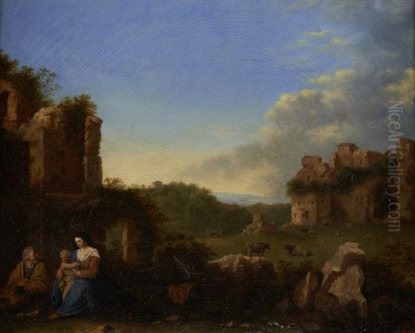 Descanso Na Fuga Para O Egipto Oil Painting by Cornelis Van Poelenburgh