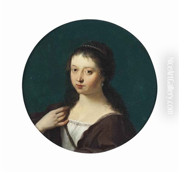 Portrait Of Susanna Pellicorne (nee Van Collen) Oil Painting by Cornelis Van Poelenburgh