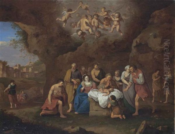 The Adoration Of The Shepherds Oil Painting by Cornelis Van Poelenburgh