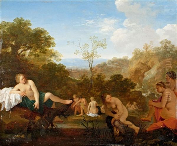 Nymphen Beim Bade Oil Painting by Cornelis Van Poelenburgh