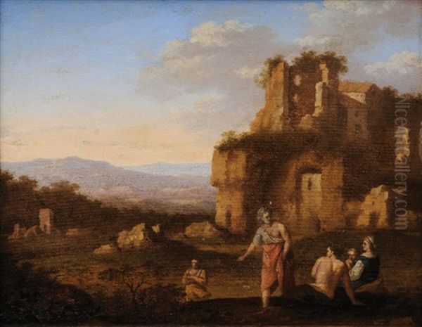 Arcadian Landscape Oil Painting by Cornelis Van Poelenburgh