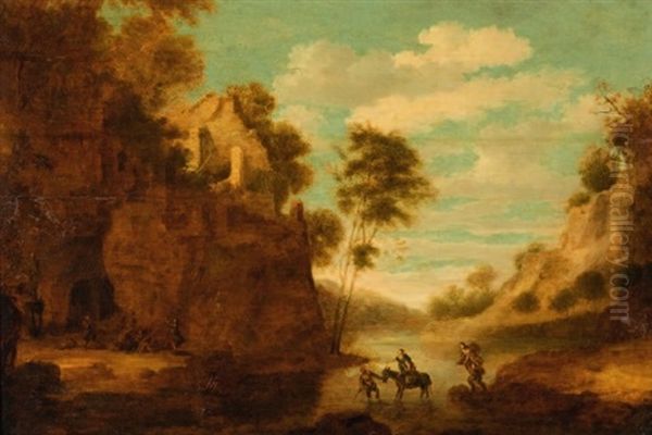 Flusslandschaft Mit Tier- Und Figurenstaffage Oil Painting by Cornelis Van Poelenburgh