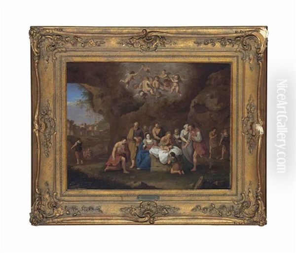 The Adoration Of The Shepherds Oil Painting by Cornelis Van Poelenburgh