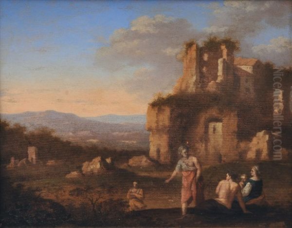 Arcadian Landscape Oil Painting by Cornelis Van Poelenburgh