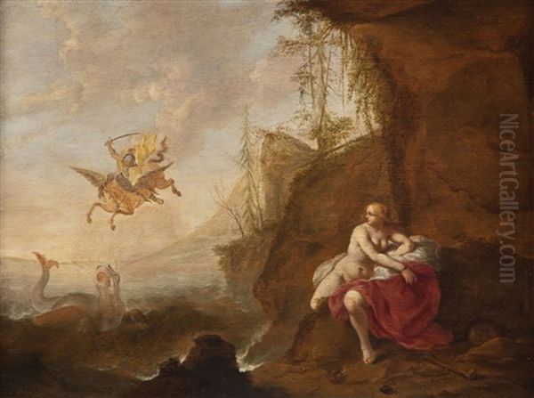 Perseus Und Andromeda Oil Painting by Cornelis Van Poelenburgh