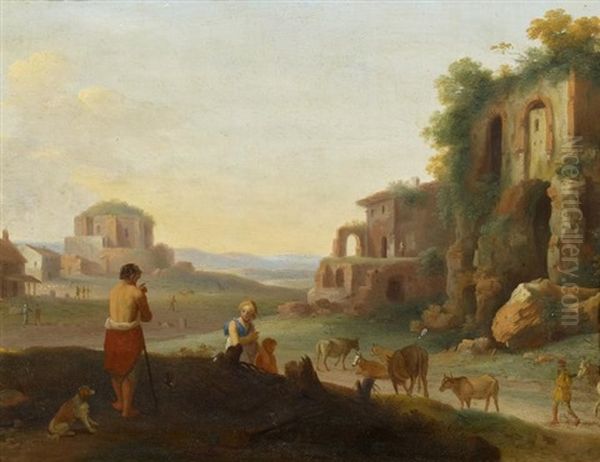 Italienische Landschaft Oil Painting by Cornelis Van Poelenburgh