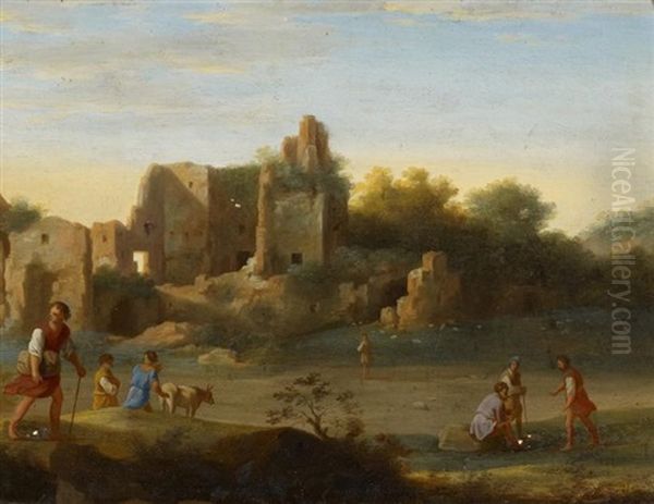 Italienische Landschaft Oil Painting by Cornelis Van Poelenburgh