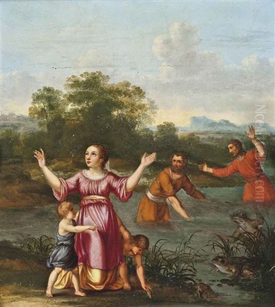 Latona Turning The Lycian Peasants Into Frogs Oil Painting by Cornelis Van Poelenburgh