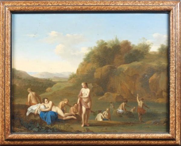 Baigneuses A La Riviere Oil Painting by Cornelis Van Poelenburgh