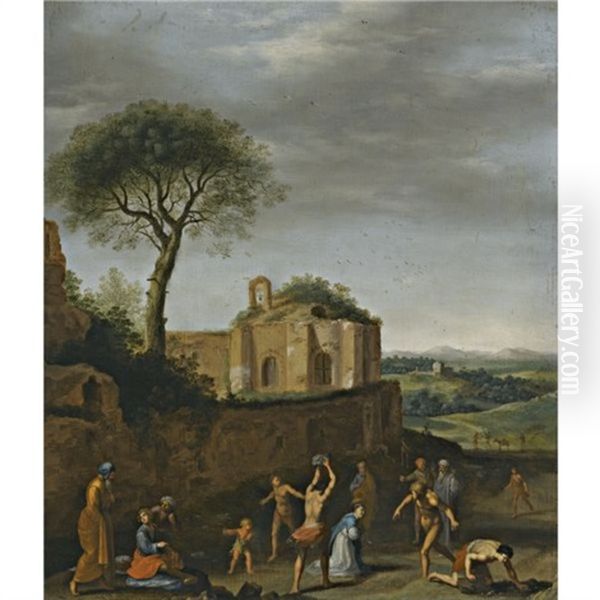 The Stoning Of Saint Stephen Oil Painting by Cornelis Van Poelenburgh