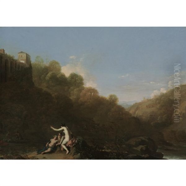 Landscape With Diana And The Nymphs Oil Painting by Cornelis Van Poelenburgh