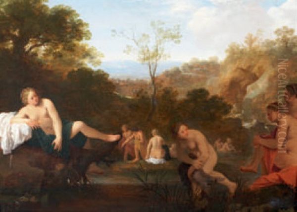 Diana Entdeckt Die Schwangerschaft Der Callisto Oil Painting by Cornelis Van Poelenburgh