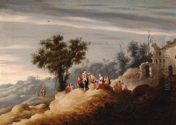 Arcadian Landscape With Nymphs Oil Painting by Cornelis Van Poelenburgh