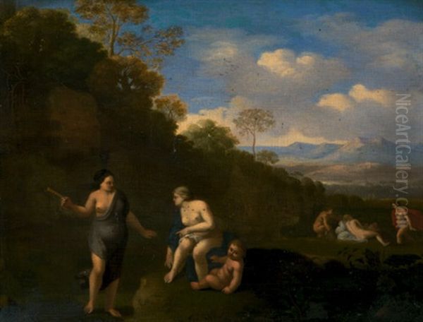 Nymphen In Einer Arkadischen Landschaft Oil Painting by Cornelis Van Poelenburgh