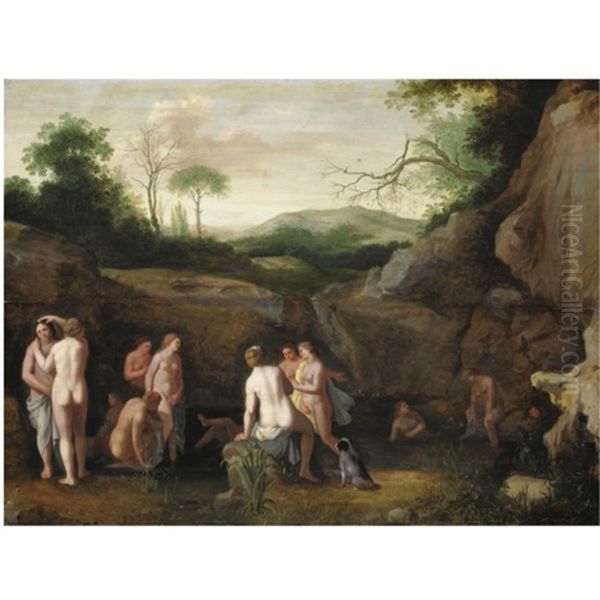 Il Bagno Di Diana Oil Painting by Cornelis Van Poelenburgh