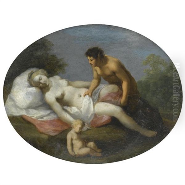 Venus And A Satyr: An Allegory Of Chastity Overcome By Lust Oil Painting by Cornelis Van Poelenburgh