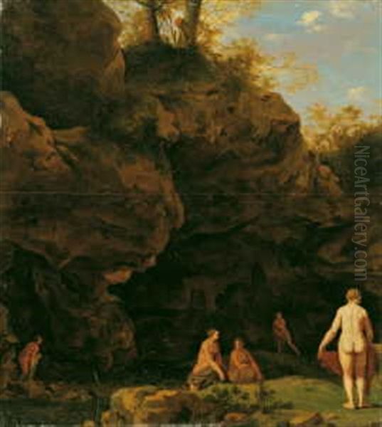 Waldteich Mit Badenden Nymphen Oil Painting by Cornelis Van Poelenburgh