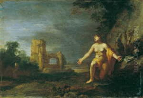 Landschaft Mit Der Bussenden Hl. Maria Magdalena Vor Romischen Ruinen Oil Painting by Cornelis Van Poelenburgh