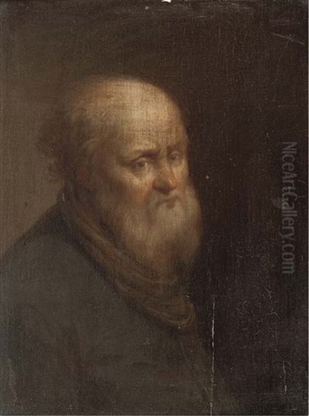 Portrait Of An Old Man, Bust-length Oil Painting by Cornelis Van Poelenburgh