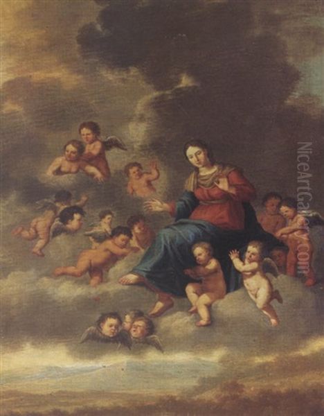 The Assumption Of The Virgin by Cornelis Van Poelenburgh