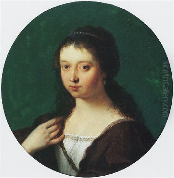 Portrait Of A Young Woman (susanna Van Collen?) Oil Painting by Cornelis Van Poelenburgh