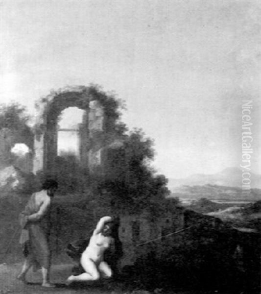 Landschaft Mit Ruine Und Mythologischer Figurenstaffage Oil Painting by Cornelis Van Poelenburgh