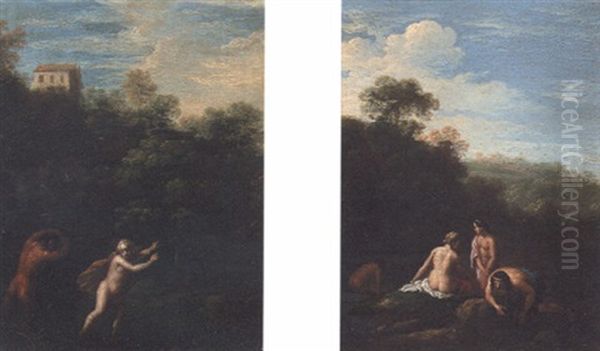 Pan And Syrinx Oil Painting by Cornelis Van Poelenburgh