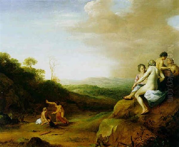 Diana And Her Nymphs In A Landscape Oil Painting by Cornelis Van Poelenburgh