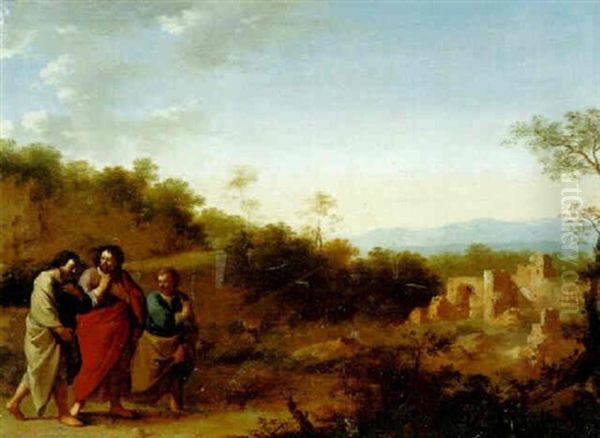 Christ On The Way To Emmaus Oil Painting by Cornelis Van Poelenburgh