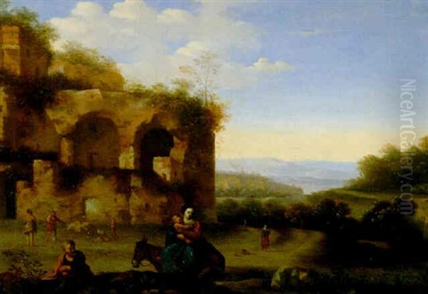 La Fuite En Egypte Oil Painting by Cornelis Van Poelenburgh