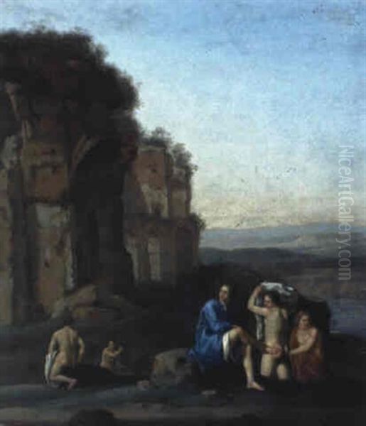 Ruinlandskab Med Klassiske Figurer Oil Painting by Cornelis Van Poelenburgh