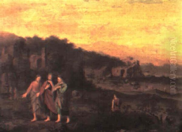 Christ On The Road To Emmaus Oil Painting by Cornelis Van Poelenburgh