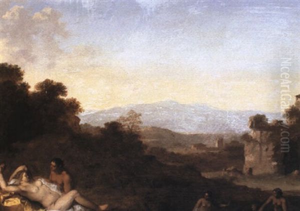 Nymphs And Shepherds Oil Painting by Cornelis Van Poelenburgh