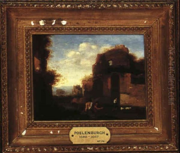 Arcadian Landscape Oil Painting by Cornelis Van Poelenburgh