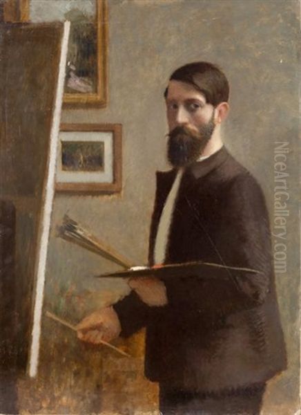 Autoportrait Au Chevalet Oil Painting by Gustave Poetzsch