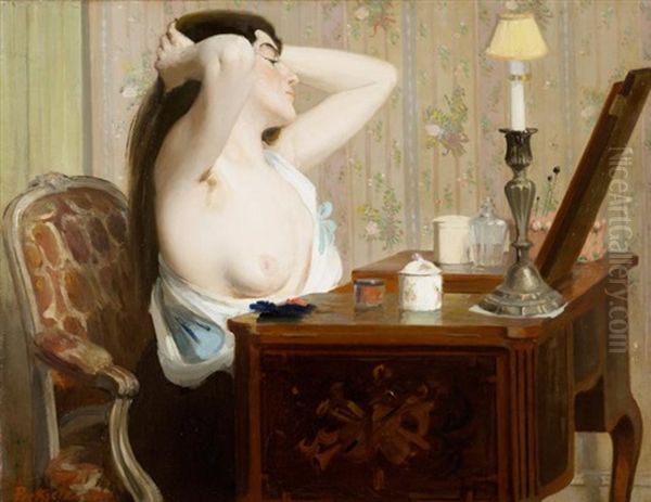 Jeune Femme A La Coiffeuse by Gustave Poetzsch