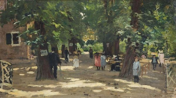 A Sunny Afternoon On The Brink, Laren Oil Painting by Geo Poggenbeek