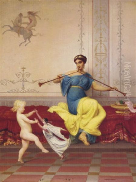 A Roman Dance Oil Painting by Raphael Poggi