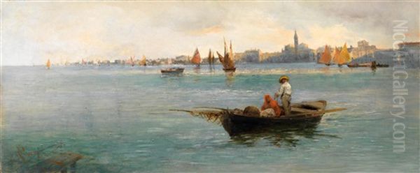 In Der Lagune Von Venedig Oil Painting by Giuseppe Pogna