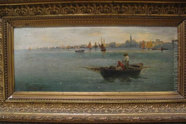 Port View Of Venice Oil Painting by Giuseppe Pogna