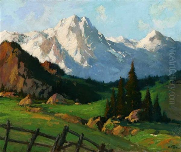 The Canadian Rockies Oil Painting by Adolf Joseph Pohl