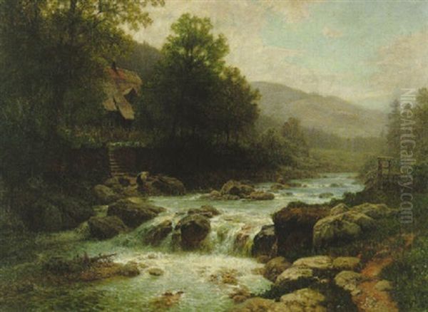 Waldbach Oil Painting by Hermann Pohle the Elder