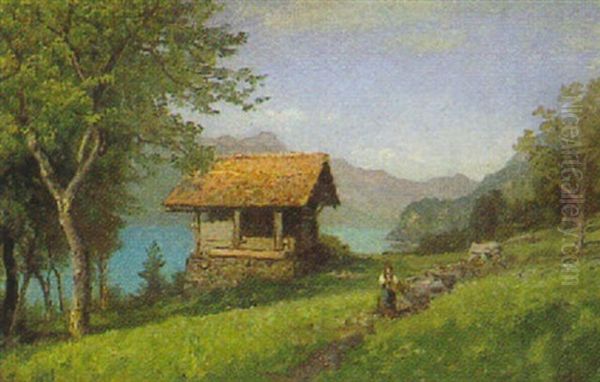 Landschaft Mit See Oil Painting by Hermann Pohle the Elder