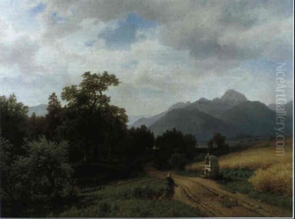 Sommerlandschaft Oil Painting by Hermann Emil Pohle the Younger