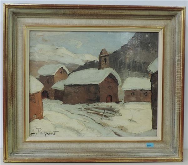 Ansicht Von Bessans Im Winter Oil Painting by Lucien Poignant