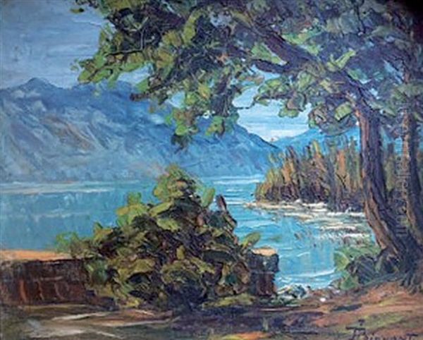 Le Lac Du Bourget Oil Painting by Lucien Poignant