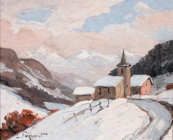 Hameau Et Son Eglise Sous La Neige by Lucien Poignant